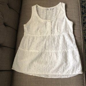 Prana 100% Cotton Eyelet White Tank